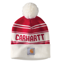 Carhartt KNIT POM-POM Cuffed Beanie - Red/White