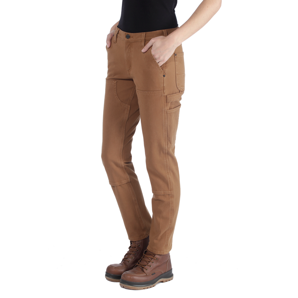 Carhartt Women&s Straight Fit Twill Double Front Pant - 12 Regular - Carhartt Brown