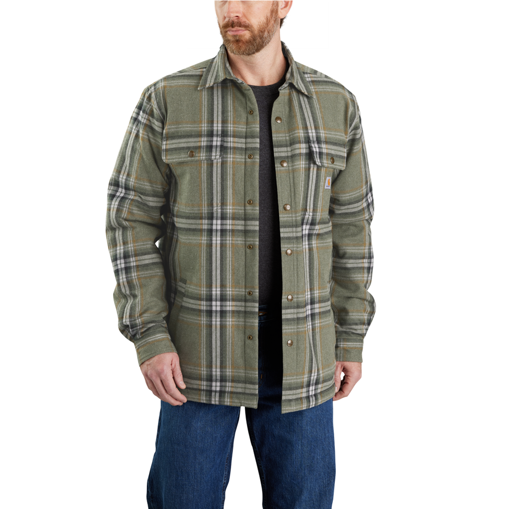 Carhartt RELAXED FIT HEAVYWEIGHT FLANNEL SHERPA LINED Plaid Shirtjac