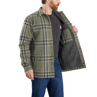 Carhartt RELAXED FIT HEAVYWEIGHT FLANNEL SHERPA LINED Plaid Shirtjac