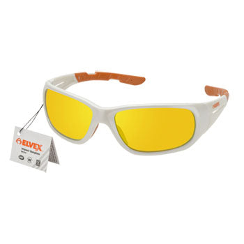ELVEX IMPACT Safety sunglasses Wht frame/Org Mirror